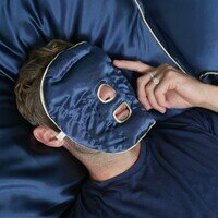 Silk Face Pillow to soothe & treat tired facial skin and muscles, Navy / Rose - Holistic Silk